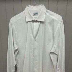 Mens Michael Thomas white dress shirt with french cuffs 16.5/34